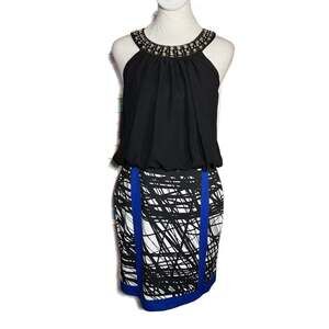 Women's Dress Size XS by Thalia Sodi Halter Black Animal Print Knee Length